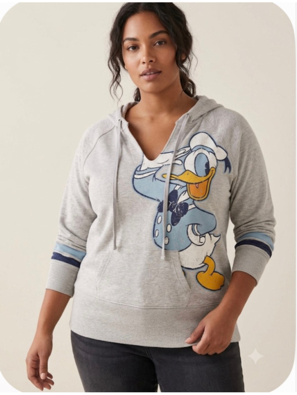 Disney Cruise Line Gray Stressed Donald Duck Hoodie Size L